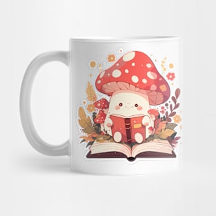 Cute Bookish Mushroom Mug